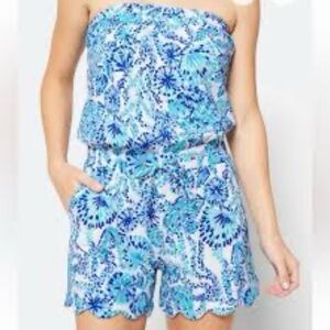 Lilly Pulitzer Blue and White Floral Romper